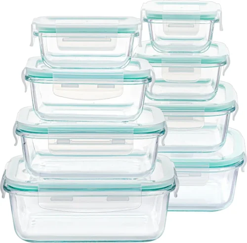 8-Pack Glass Food Storage Containers with Airtight Lids, Microwave, Oven, Freezer & Dishwasher Safe, BPA-Free