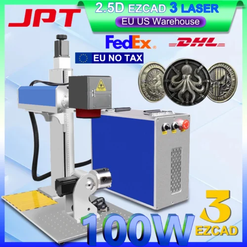 US Stock 2.5D Ezcad3 JPT MOPA 100W Fiber Laser Engraver Fiber Laser Marking Machine 3D Fiber Laser 110X110MM DDP TO EU