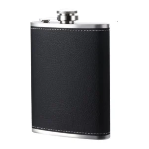 Wine Bottle 8 Oz Leather Texture Hip Flask with Funnel and Cups Stainless Steel Flagon Leakproof Thickened Whiskey Flasks Travel