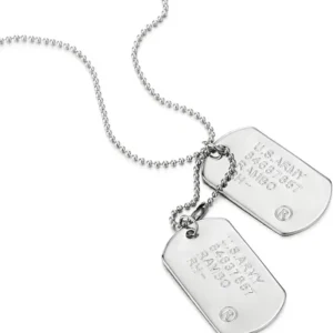Classic 2Pcs Mens Military Army Dog Tag Pendant Necklace for Men Dad Husband with Bead Chain Christmas Birthday Jewelry Gifts