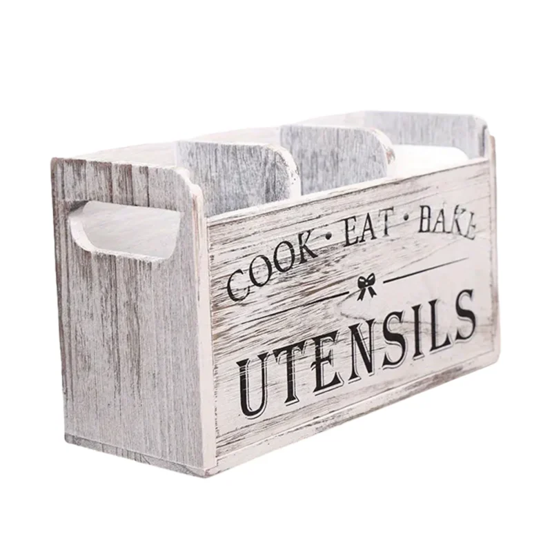 Wooden Storage Rack For Baking Utensils Move Around Countertops With Ease For Kitchen Hopsticks Spoon Storage Box Widely Used