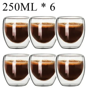 Double Wall Glass Cup Heat Insulation Transparent Handmade Tea Drink Cups MINI Whisky glasses Espresso Coffee Mug set 250-450ml