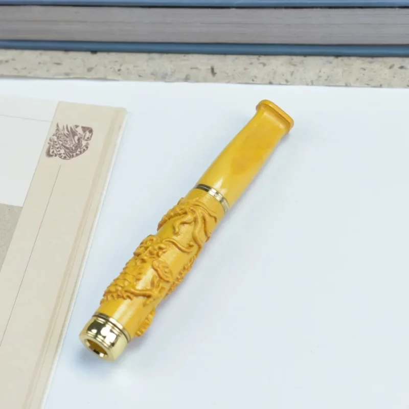 Double Filter Red Sandalwood Smoke Pipe Carved Dragon Mouth Real Wood Cleaning Friendly Compact And Durable Smoking Accessory