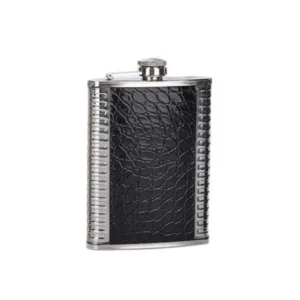 Fashion 8oz Hip Flask Stainless Steel Leakproof Liquor Flask Mini Leather Covered Wine Cup Outdoor