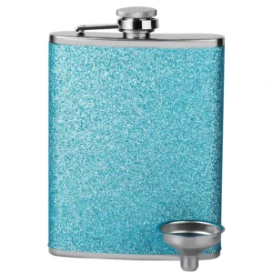 8oz Glitter Bling Hip Flask Stainless Steel Hip Flask with Never-Lose Cap and Funnel Leakproof Liquor Alcohol Flasks For Whiskey