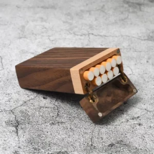 S8b6bc3b3c88a47a296990b5f3a266d880.webp Black Walnut Wood Cigarette Case Personalized Gift for Men Women 20 Capacity Cigar Storage Box Portable Wooden Cigarette Box