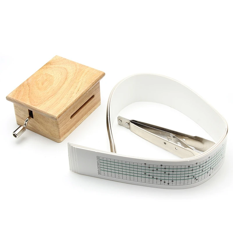 15 Tone Music Box DIY Hand-cranked Wooden Box With Hole Puncher 10pcs Paper Tapes Music Movements Box Paper Strip Home Decor