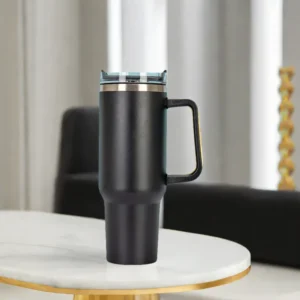 40oz 1200ML Insulated Tumbler w/Handle & Straw, Double Wall Thermal Cup, Travel Coffee Mug, Gift