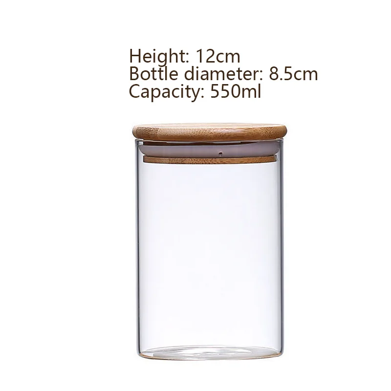 Glass Food Storage Jars with Airtight Bamboo Lid Food Container for Coffee Beans Tea Leaves Cookies Nuts Cereal Storage Canister