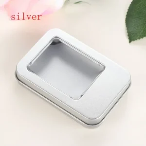 1PC New Metal Rectangular Storage Box Container with Lid Small Tin Boxes Empty Containers Silver Storage Box Case Organizer