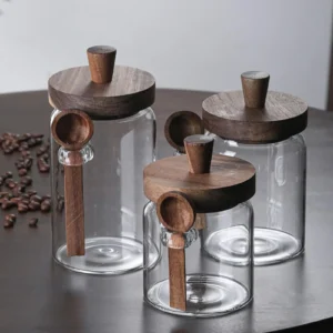 Glass Jars Glass Bottle Coffee Can Snack Storage Jar Glass Airtight Canister Sealed Food Container Ginger Cereal Dispenser