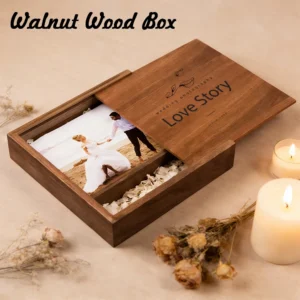 Free Custom Walnut Maple Wood Storage Box Photography Jewelry Wedding Gift Album USB Box Natural Wooden Case 16.9X16.9X3.5cm