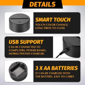 12 Pcs 3D Night LED Light Lamp Base 16 Colors Decorative Light Show Display Stand with Remote USB Cable for Acrylic Resin Glass