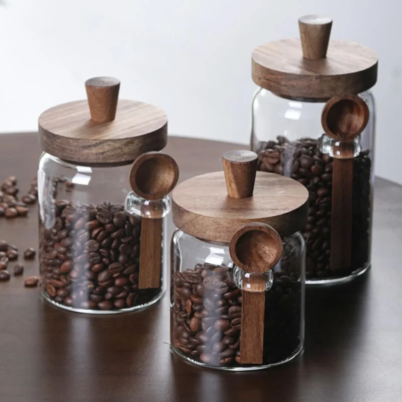 Glass Jars Glass Bottle Coffee Can Snack Storage Jar Glass Airtight Canister Sealed Food Container Ginger Cereal Dispenser