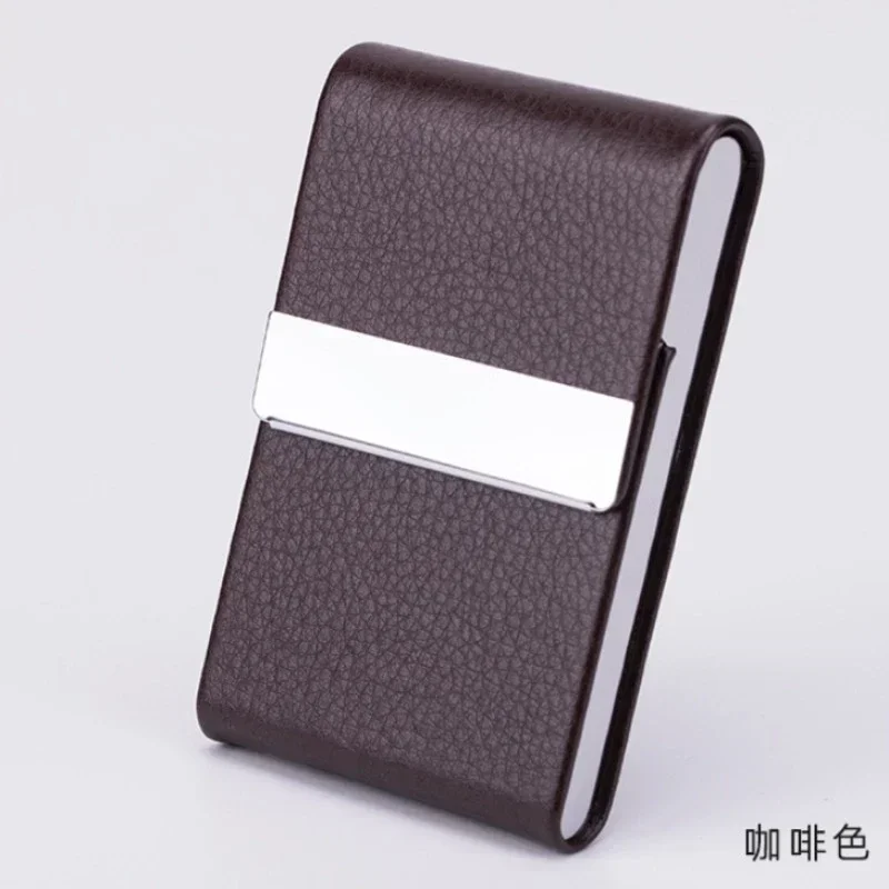 Men Postcard Box Business Multifunction Card Holder Case PU Leather Metal Pocket Holder with Magnetic Shut Cigarette Wallet Case