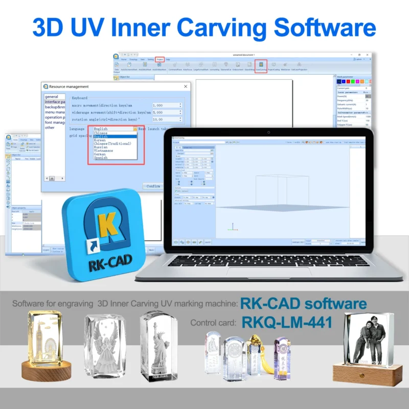 S985076c7683840c59a973f4685a3704ae.webp 3D Crystal UV Laser Engraving 10W 5W 3D UV Inner Laser Marking Machine UV Laser Marking for Glass Crystal Metal Plastic Wood