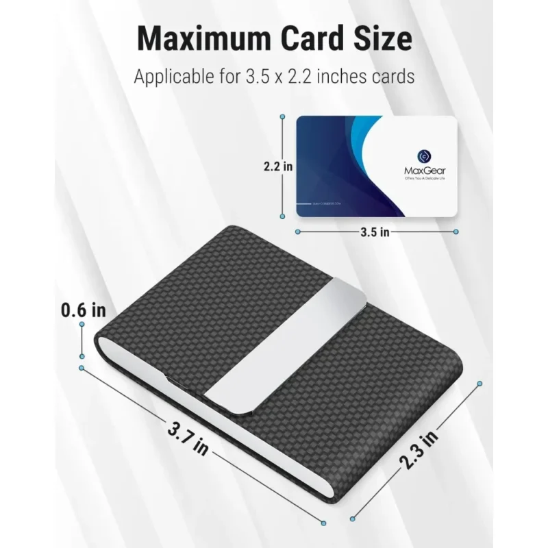 Business Card Holder PU Leather & Stainless Steel Business Card Case for Men Women Slim Name Cards Holder RFID Magnetic Closure