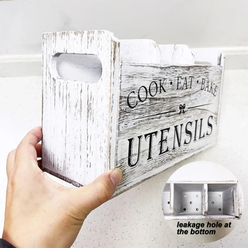 Wooden Storage Rack For Baking Utensils Move Around Countertops With Ease For Kitchen Hopsticks Spoon Storage Box Widely Used