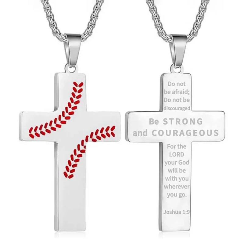 1PC Male Stainless Steel Necklace Man Rugby Baseball Necklaces for Men Basketball Soccer Cross Necklace Men Accessories Jewelry