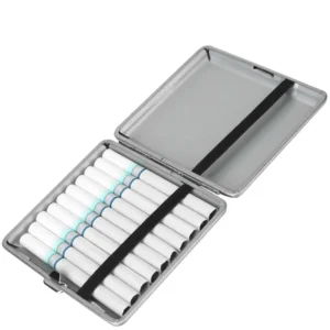 Cigarette Lady Storage Cover Holder 20 Sticks Gift for Men's Leather Cigarette Box Cigar Case Metal Leather Smoking Accessories
