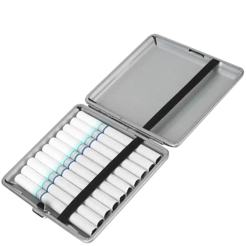 Cigarette Lady Storage Cover Holder 20 Sticks Gift for Men's Leather Cigarette Box Cigar Case Metal Leather Smoking Accessories