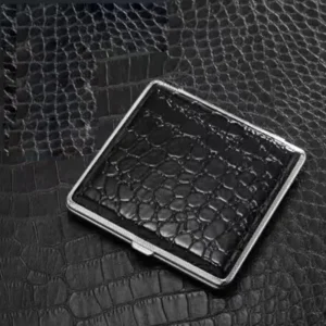 Cigarette Storage Cover Holder 20 Sticks Gift for Men's Leather Cigarette Box Cigar Case Metal Leather Smoking Accessories