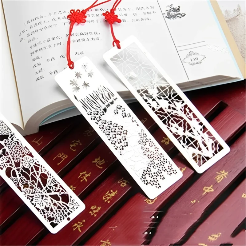 Metal Bookmark Creative Chinese Style Exquisite Stainless Steel Hollow Book Clip Stationery School Office Supplies Student Gifts
