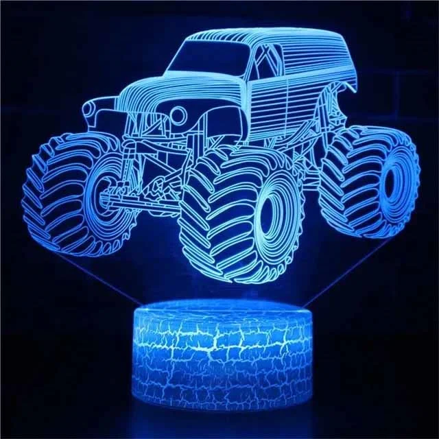 Car,Truck,Tractor,Excavator 3D Night Light LED Touch Illusion Table Lamp Baby Bedroom Decor Gift Lamps for Christmas Birthday