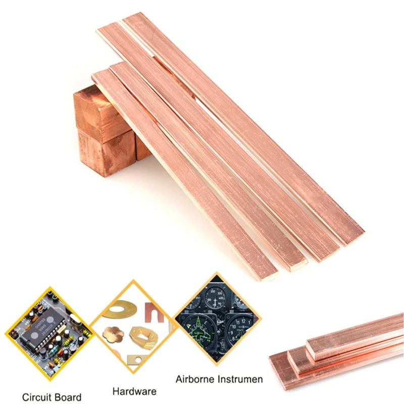 1Pcs 99.9% Pure Copper Thickness 1mm-8mm Copper Strip Red Copper Pad Copper Foil Copper Plate Bar DIY CNC Material