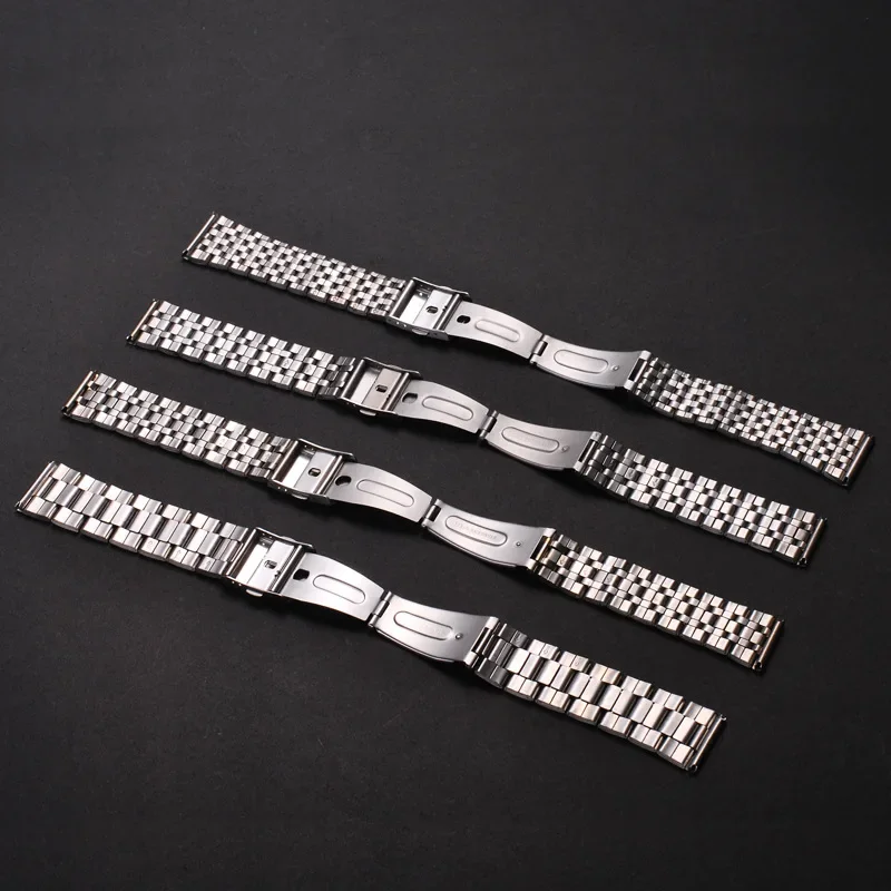 Metal Strap18mm 20mm 22mm Universal Stainless Steel Watch Band Folding Safety Buckle for Women Bracelet Watch Belt Accessories