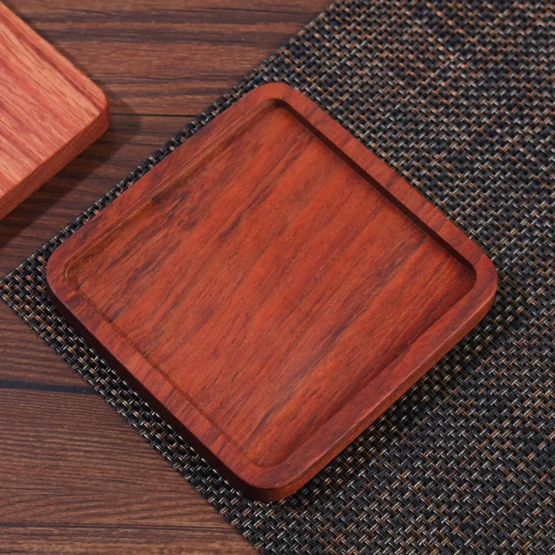 8.8cm Walnut Wood Coasters for Glasses Mugs, Round Square Wooden Cup Mat Durable Tea Coffee Cup Pad Placemats