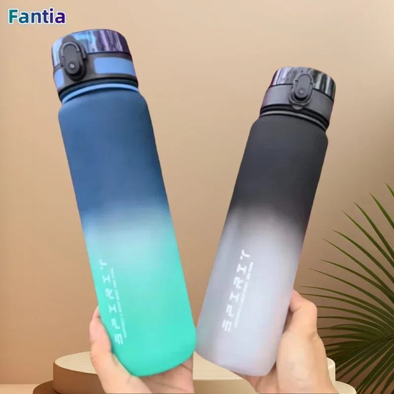 500ML/1000ML Large Capacity Sports Water Bottle Motivational Leak Proof Portable Reusable Plastic Cups Outdoor Travel Gym Jugs