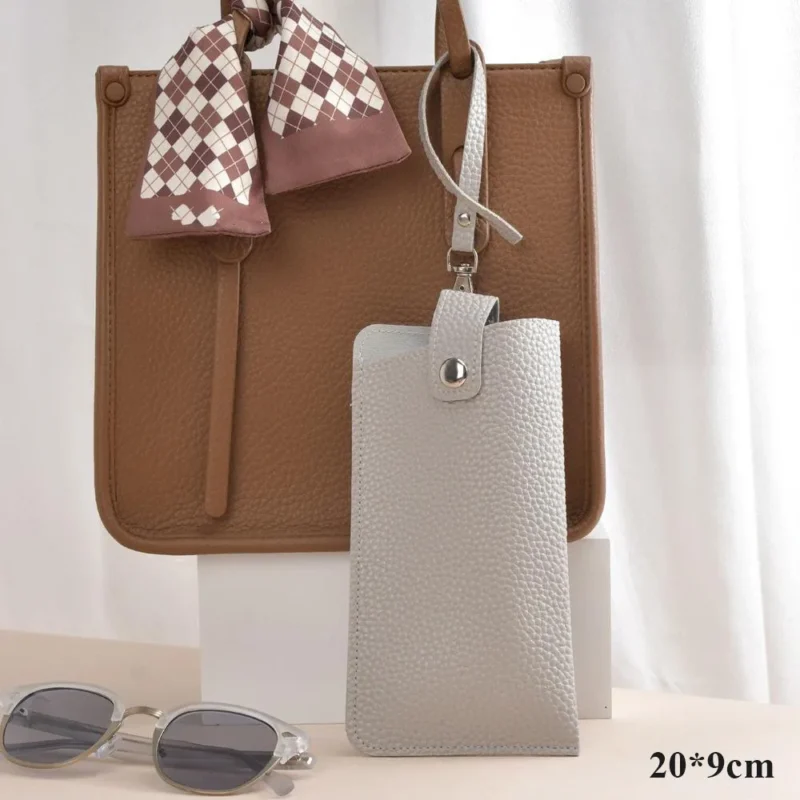Soft Lychee Pattern PU Leather Glasses Bag Retro Sunglasses Case Portable Myopia Frame Case Simple Eyeglasses Eyewear Storage
