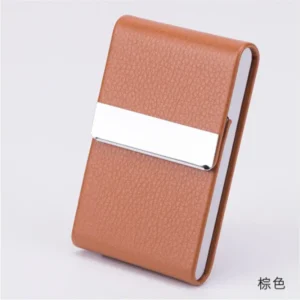 Men Postcard Box Business Multifunction Card Holder Case PU Leather Metal Pocket Holder with Magnetic Shut Cigarette Wallet Case