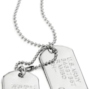 Classic 2Pcs Mens Military Army Dog Tag Pendant Necklace for Men Dad Husband with Bead Chain Christmas Birthday Jewelry Gifts