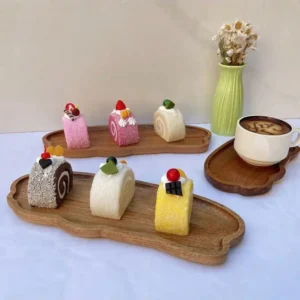 Japanese Wooden Tea Tray Multi Functional  Fruits Desserts Bread Storage Heat Resistant Solid Wood Home Decor Kitchen Essential‌