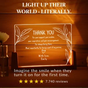 Personalized Thank You Acrylic Plaque LED Light Custom Appreciation Gift For Mentor Teacher Employee Friend And Loved Ones