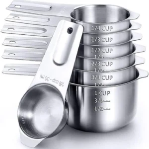 Measuring Cups and Spoons Set 7 Stainless Steel Nesting Measuring Cups and Measuring Spoons with Ring Connector Kitchen Gadgets
