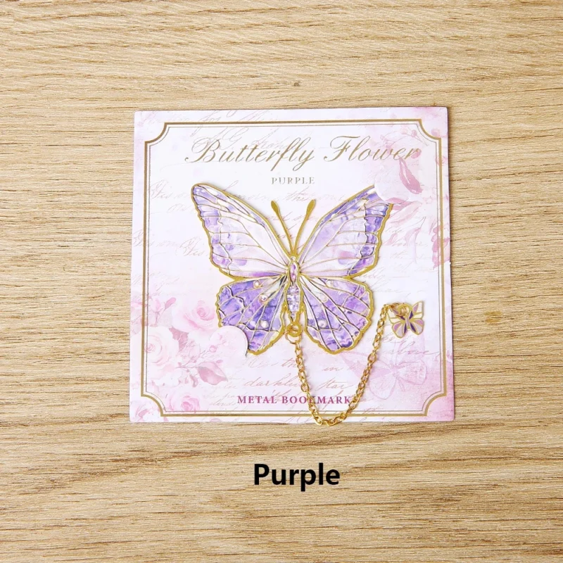 2024 Cute Butterfly Metal Bookmark Colorful Bronzing Bookmark With Chain Gifts For Book Lovers Readers Writers Friends Adults