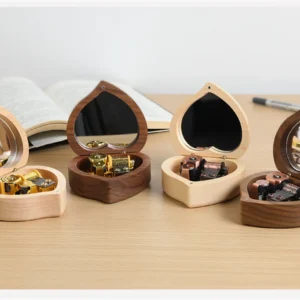 Wooden Heart Shaped Music Box Maple Wood 18 Tones Clockwork Musical Box Swan Lake Summer Moving Castle Birthday Gifts for Lovers