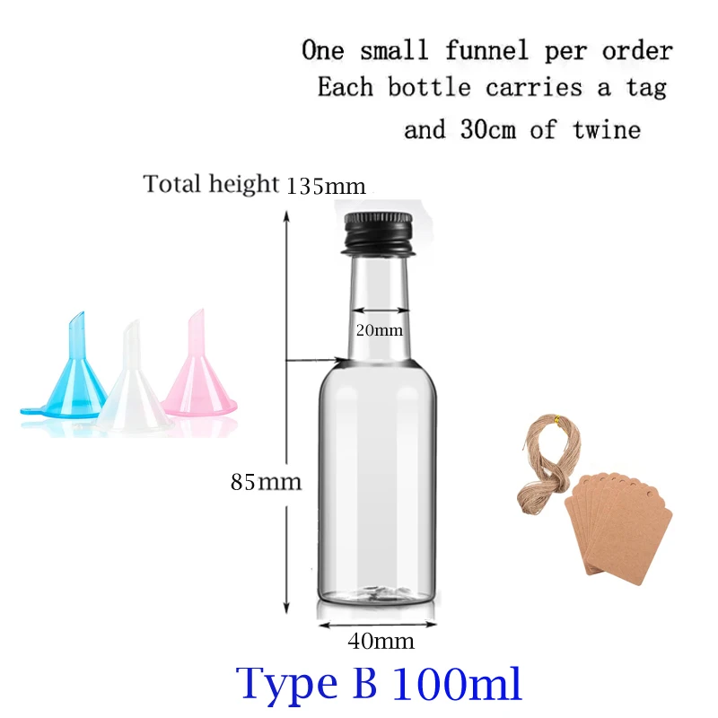 10PCS 30ML-150ML Portable Plastic Mini Liquor Bottle Juice Bottles Reusable Drink Container For Favors Weddings Parties Favors