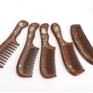 Black Ebony Wood Comb Colorful Massage Comb Head Meridian Ebony Wood Static Home Hair Care Gift Engraving Wholesale