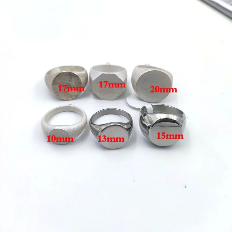 Custom Engraved 17mm Round Top Ring Engraved Signet Ring Personalize Engraving Letters Logo Rings Fashion Men Copper Jewelry