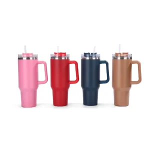 304 Stainless Steel Insulated Cup with Straw 40oz Colorful Thermal Cup Handle Tumbler Sports Winter Water Drinking Bottle