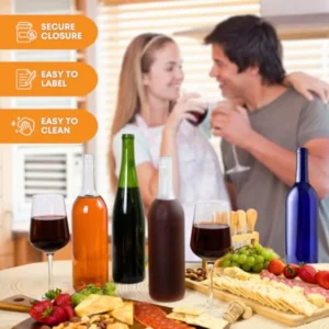 Sb194ad44c0dc4373a4150fb0d229fd4eY.webp 750 ml Clear Bordeaux Wine Bottles Pack of 12 Screw top finish with 12 Black PLASTIC caps W5 Flint Flat-Bottomed Glass Bottles