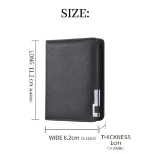Black Faux Leather Small Slim Business-Style Wallet - Multiple Card Slots, Credit Card and Driver's License Holder, Geometric In