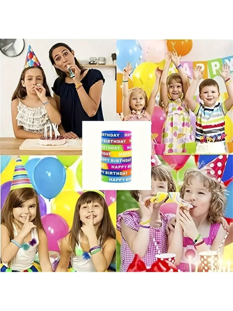 Sb26d05080df24262b106ea0af45c96ffF.webp 8/16/24/48pcs Colored Silicone Wristbands for Birthday Party Supplie,Interesting birthday present,Happy Birthday Rubber Bracelet
