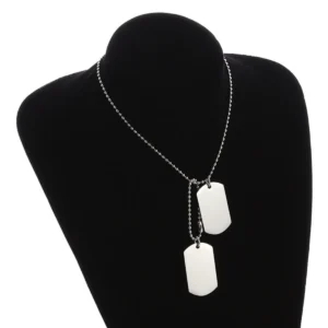 Men's Rectangular Double Dog Tag Stainless Steel Military Id Tag Pendant Titanium Steel Necklace Army Male Jewelry