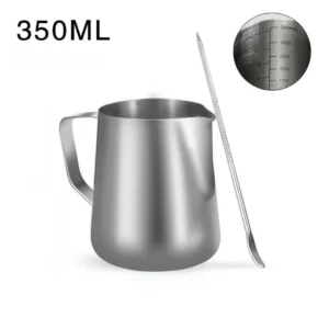 350ml Stainless Steel Milk Frother with Latte Art Needle Espresso Measuring Cup 304Stainless Steel Milk Pitcher Barista Tool Mug