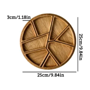 Wooden Serving Tray Charcuterie Board 8-Petal Detachable Divided Snack Plate Natural Wood Puzzle Tray for Kitchen Breakfast